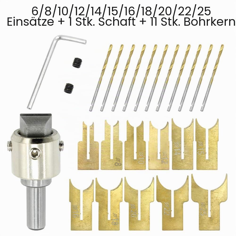 Holzperlen-Hersteller, 6–25 mm Hartmetall-Fräser-Bit, Kugelblatt-Bohrer, Holzbearbeitungswerkzeug-Set für Perlenbohrer, Fräser für Heimwerker, Handwerk, Heimdekoration, Schmuck, 26 Stück