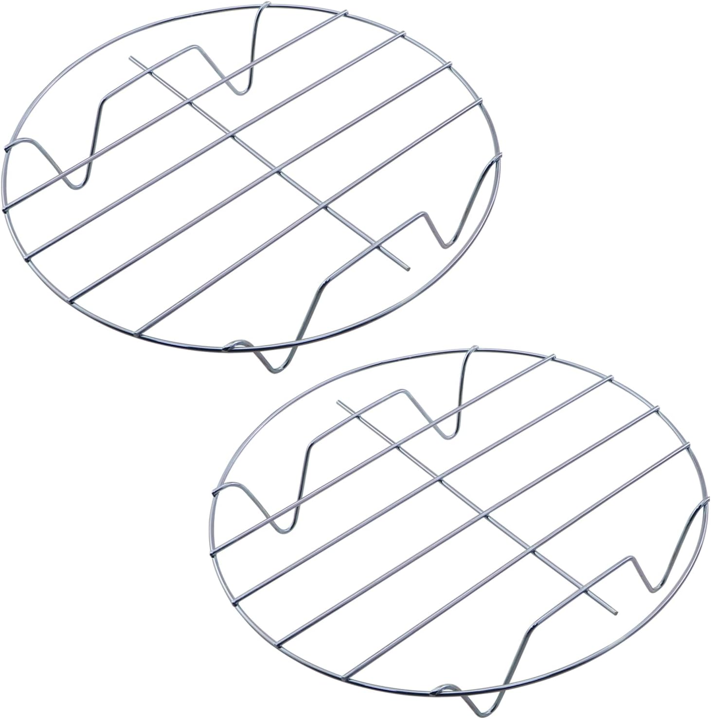 2PCS Stainless Steel Round Cooling Steaming Rack Kitchen Baking Cookware Air Fryer Accessory Household Pressure Cooker Water Isolation Rack Silver Suitable For Various Kitchen Utensils