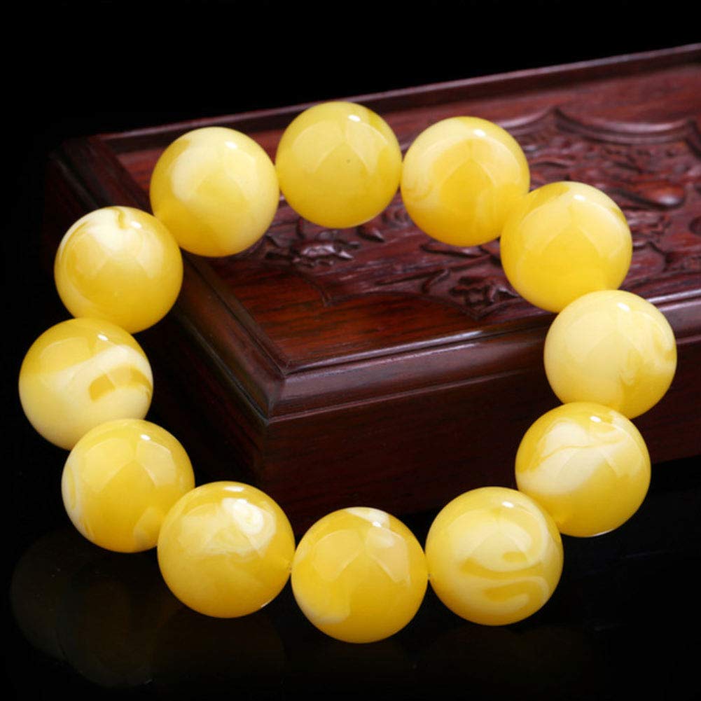 EASTCODE Natural Beeswax Bracelets Men and Women White Flower Amber Bracelet Women's raw Amber ore Chicken Yellow Christmas Bracelet