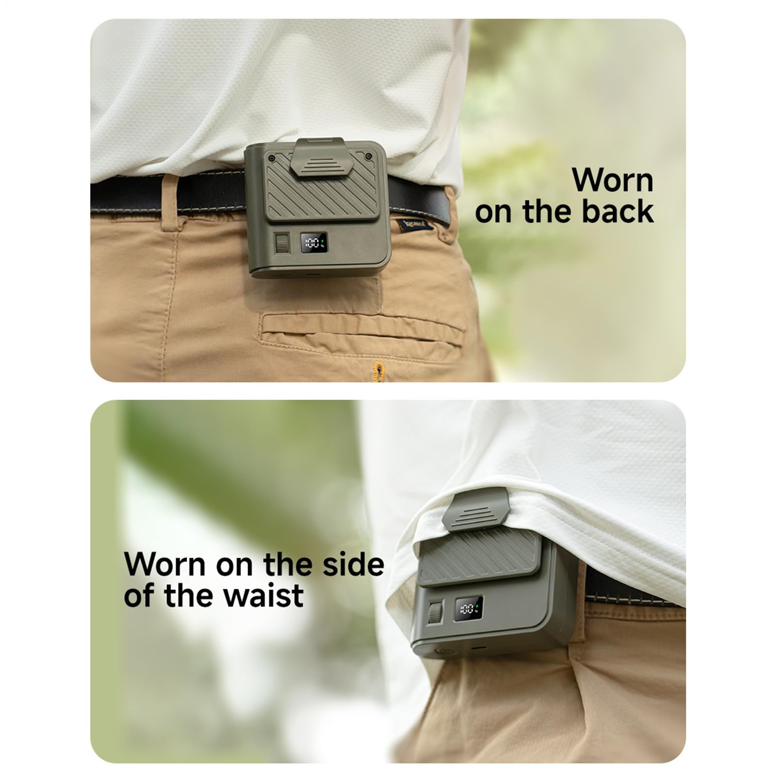 Generico Ventilador portátil de cinturón de velocidad ajustable