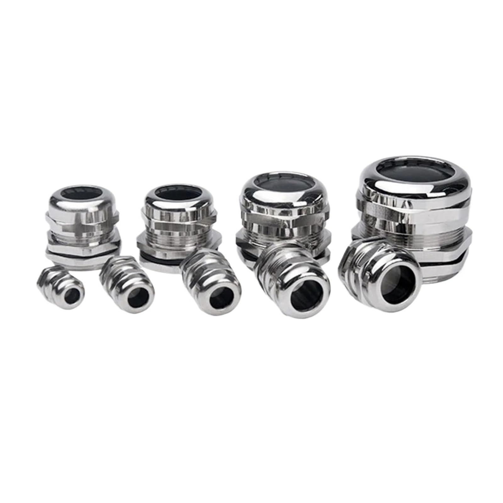 Xinglongs M12x1.5 Waterproof Cable Glands 10Pcs Waterproof Cable Gland 304 Stainless Steel Glands Ip68 Pg7 Pg9 M12 M16 Metal Joint Pg13.5 M20*1.5 Cable Fixing(M12x1.5)
