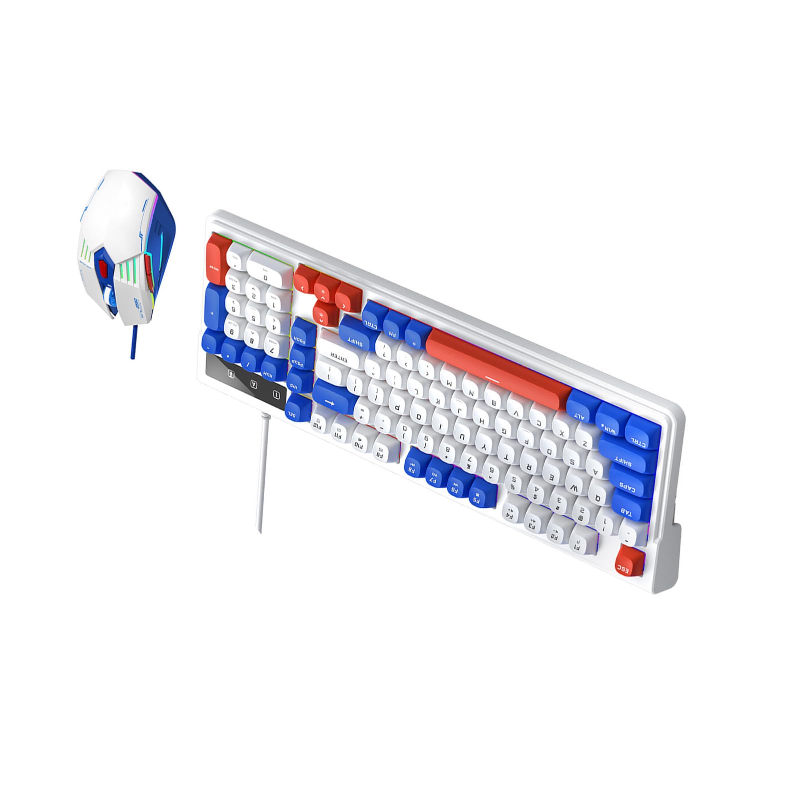 Generic Podświetlana RGB Klawiatura do Gier i Mysz Combo Kompaktowy Układ Multimedialne Klawisze Skrótów dla 98SE/ME/2000/XP/Vista/7/10, Ciche Klawisze do Laptopa Komputer Stancjonarny (Niebieski