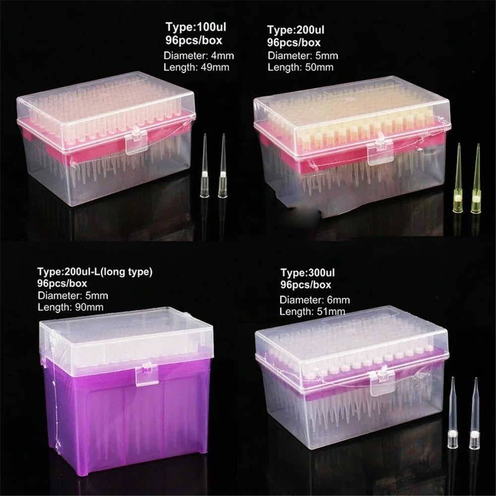 1 ensemble de pointes de pipette en plastique de laboratoire 10 µl/10 µl-L/20 µl/50 µl/100 µl/200 µl/300 µl/1 ml/5 ml/10 ml avec embouts de pipette(200ul tips and box)