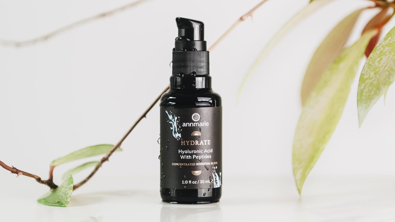 Annmarie Hydrate Concentrated Boosting Elixir - Hyaluronic Acid with Vegan Collagen Peptides, 30ml | Deeply Hydrates, Plumps, and Strengthens Skin | MADE SAFE Approved for All Skin Types