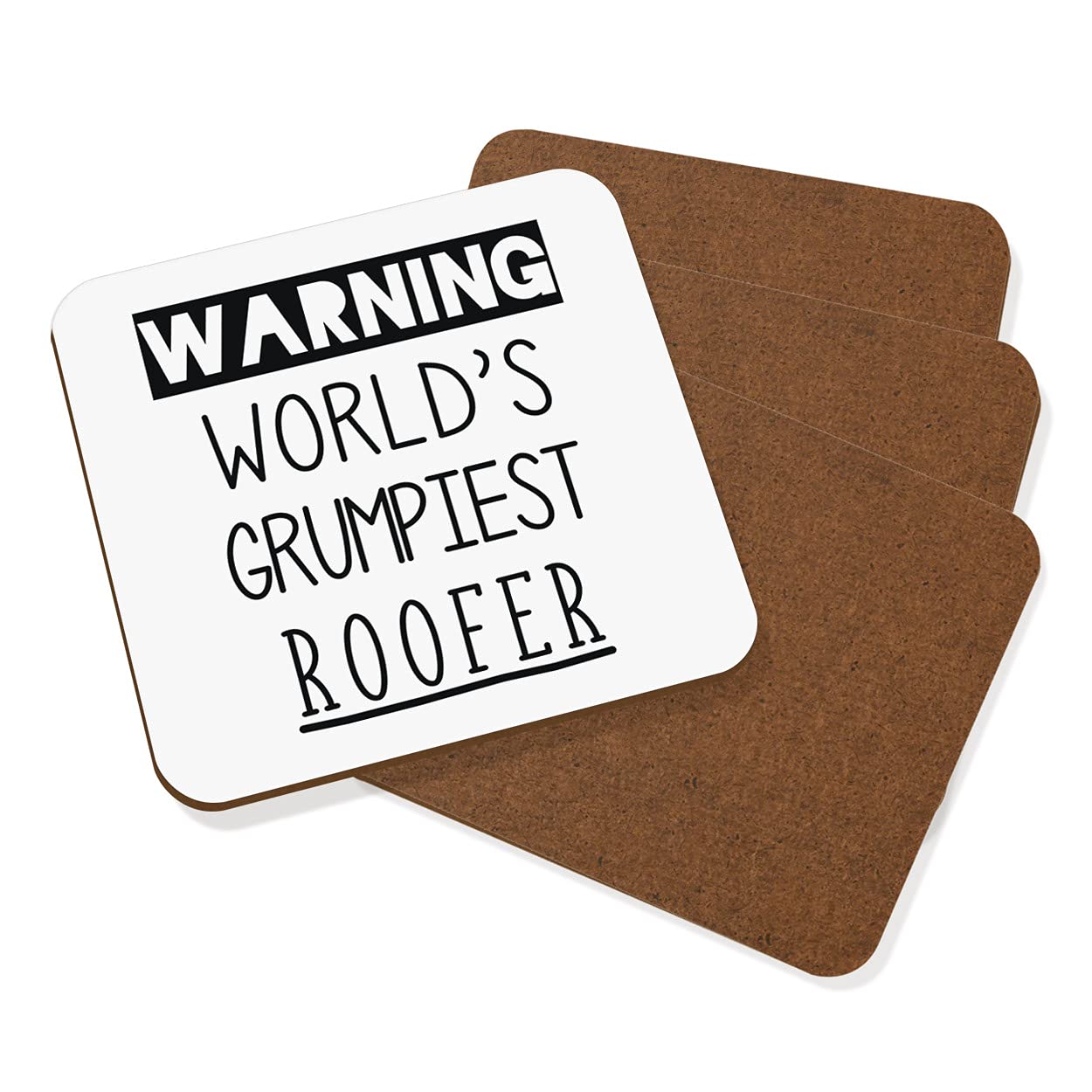 Warning World's Grumpiest Roofer Coaster Drinks Mat Set Of 4