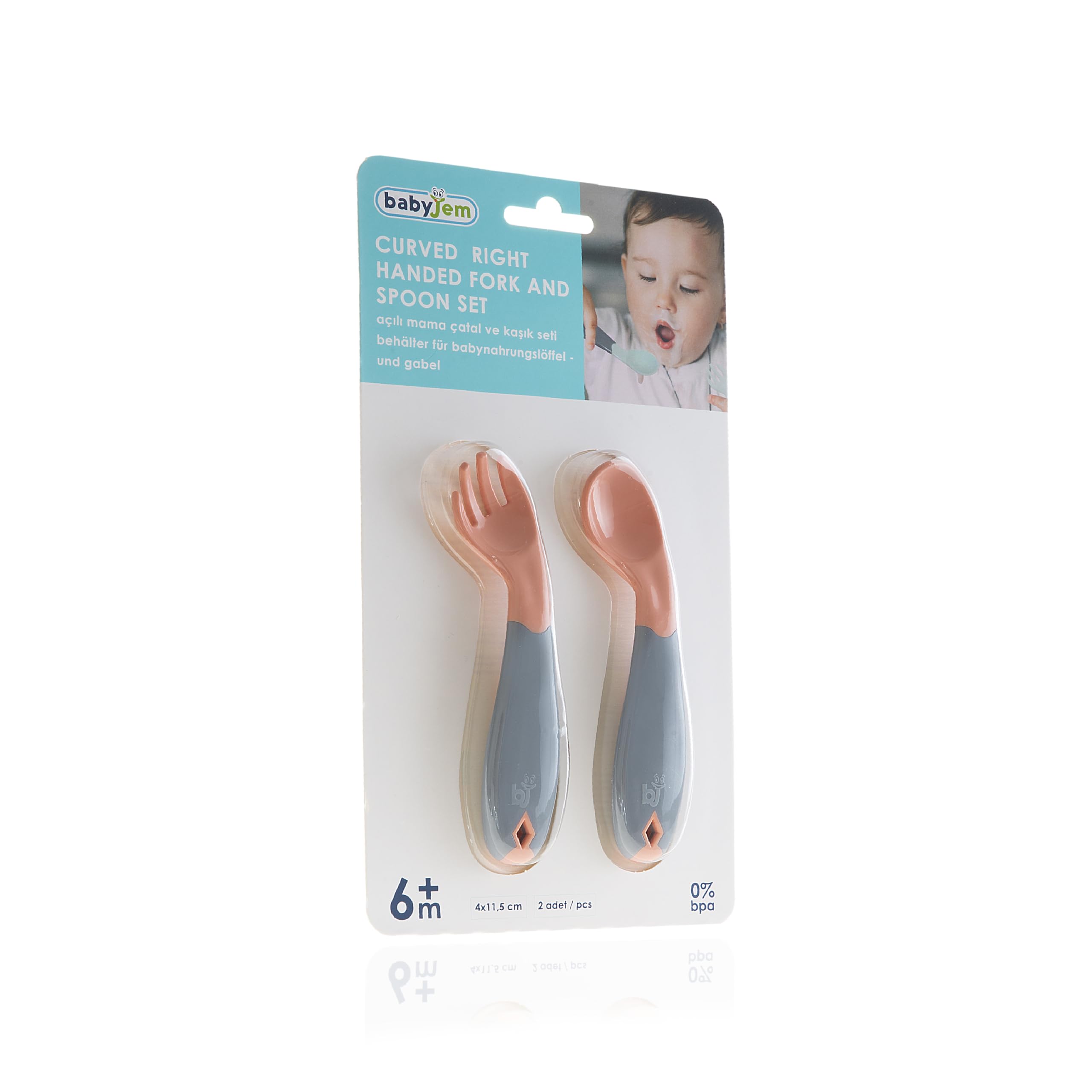 Babyjem Açılı Mama Kaşık Çatal Takımı Gül Kurusu