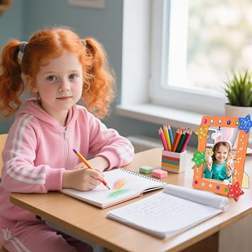 21PCS Picture Frame Painting Craft Kit, Wooden Photo Frame | 5PCS DIY Photo Frame with Glitter Stickers and Color Pens, Craft Photo Frames to Decorate for Birthdays or Other Occasions