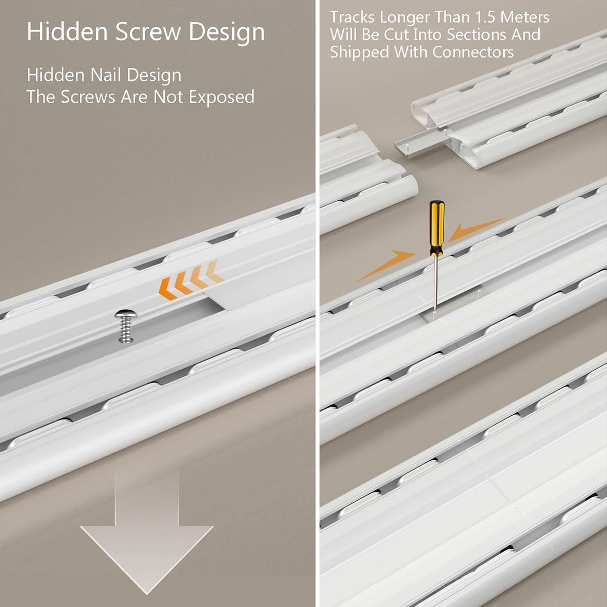 Wytrzymały karnisz sufitowy z podwójnym szynem – zestaw aluminiowych karniszy do montażu sufitowego – 200 cm (szampański, 100 cm x 2) - idealny do zasłon i zasłon