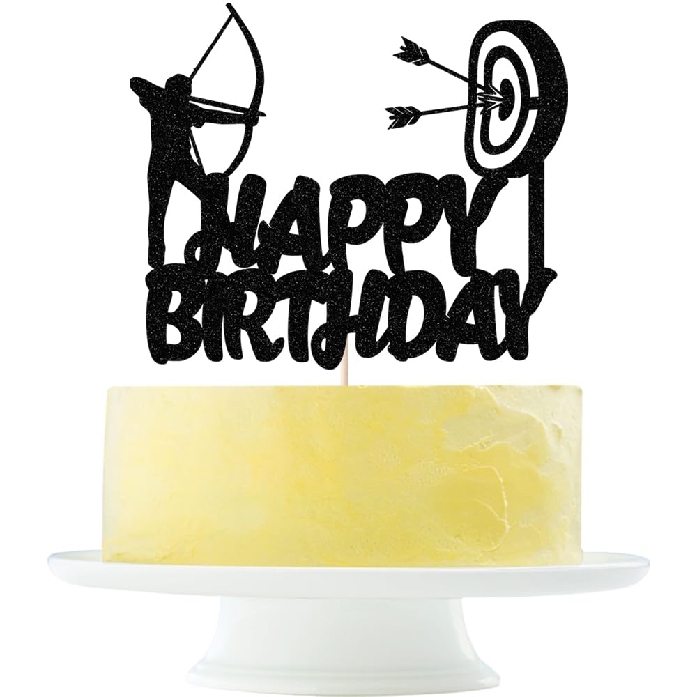 black flash Archery Cake Topper, Bow Arrow Hunting Birthday Birthday Party Supply Decorat