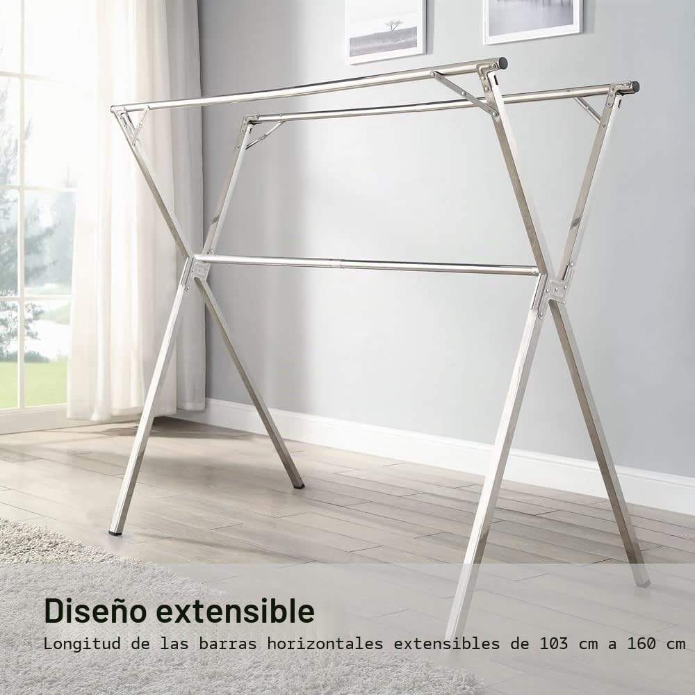GISSAR Tendedero plegable de acero inoxidable para interior y exterior, fácil de guardar, 1,6 m