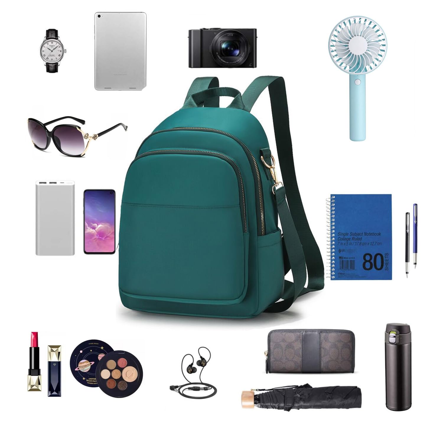 Piccolo zaino da donna, in nylon, leggero, piccolo, robusto, piccolo zaino casual da viaggio, per donne e ragazze all'aperto, viaggi, lavoro, shopping, adatto per iPad da 9,7 pollici, 7L