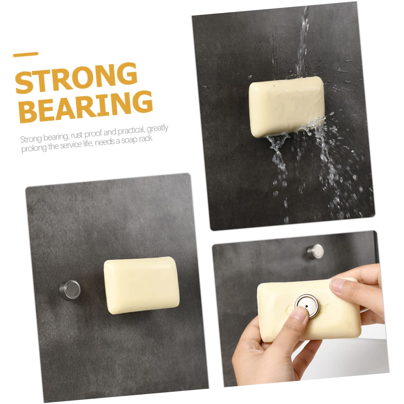 Cabilock 3 Set Porta Sapone Magnetico Da Parete Con Scarico Per Bagno Robusto Porta Sapone in Acciaio Inox 3 Pezzi*3