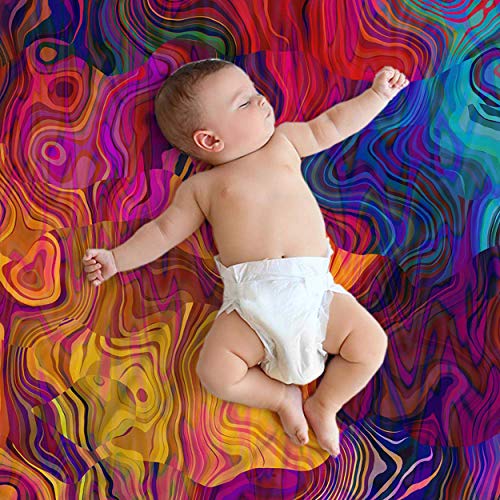 Mugod Colorful Chaotic Waves Throw Blanket Purple Fuchsia Pink Red Orange Gold Blue Rainbow Pattern Decorative Soft Warm Cozy Flannel Plush Throws Blankets For Baby Toddler Dog Cat 30 X 40 Inch #TOP2