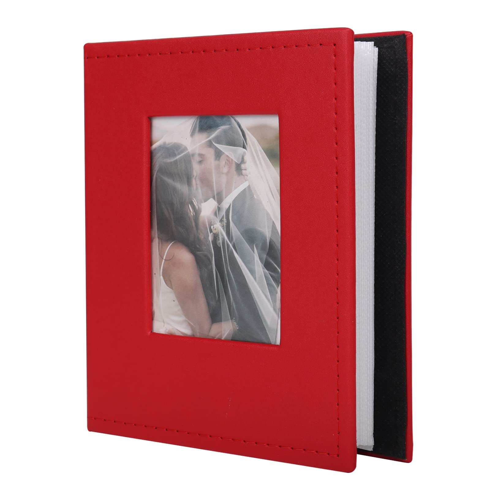 RECUTMS Photo Albums 100 Pocket 4x6 Photo Ablums White Page Boy Child Family Albums Picture Photo Book PU Leather Picture Book for Wedding Family Anniversary (Red)