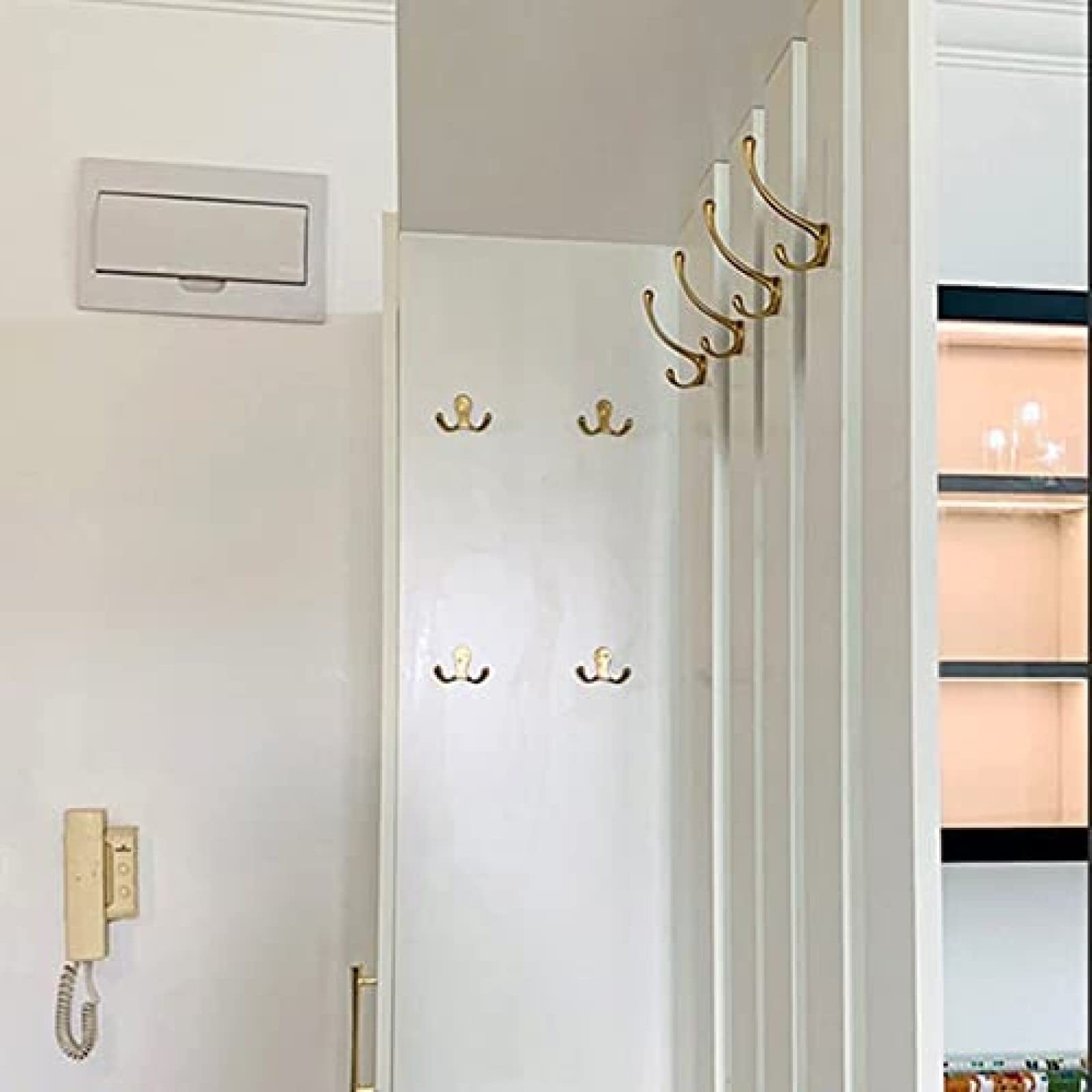 Handtuchhaken, 8 Stück, goldene Kleiderhaken, Retro-Kleiderhaken aus gebürstetem Messing zur Wandmontage mit Schrauben für Badezimmer, Schlafzimmer, Küche, zum Aufhängen von Kleidung, Mütze,