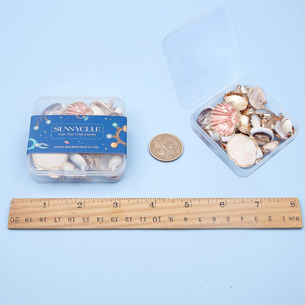 SUNNYCLUE 1 caja de 10 conchas cauris blancas naturales de 2 estilos para hacer collares, pulseras, pendientes
