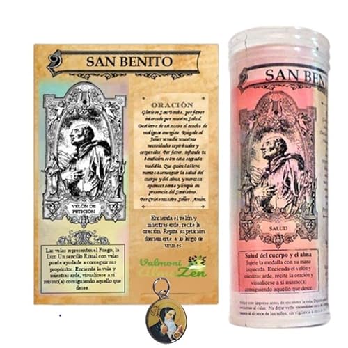 Velón San Benito con Medalla Ritual para Protección y Peticiones ...