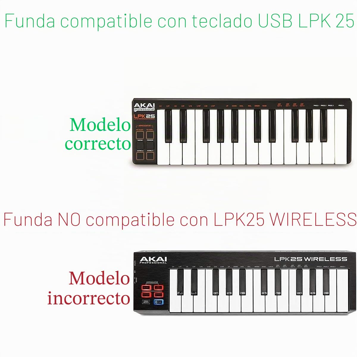 Khanka Funda de Viaje Dura para Akai Professional Pro LPK25 Teclado inalámbrico Maestro Midi Bluetooth Ultra Compacto