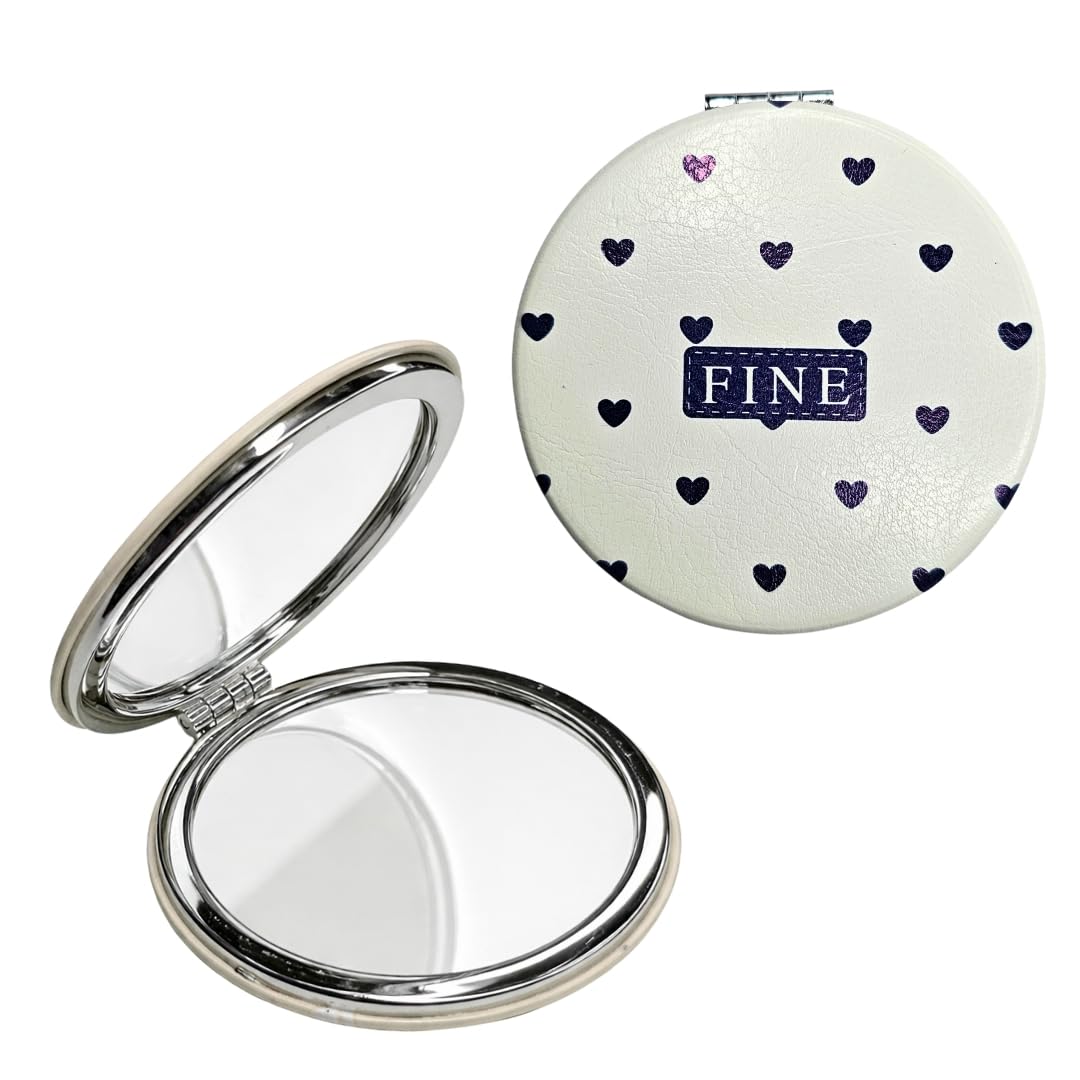 Vintage Luxury White Round Compact Mirror with Dual Mirrors – Portable Folding Makeup Mirror for Purse, Travel-Friendly Pocket Mirror for Women & Girls.-picture-47