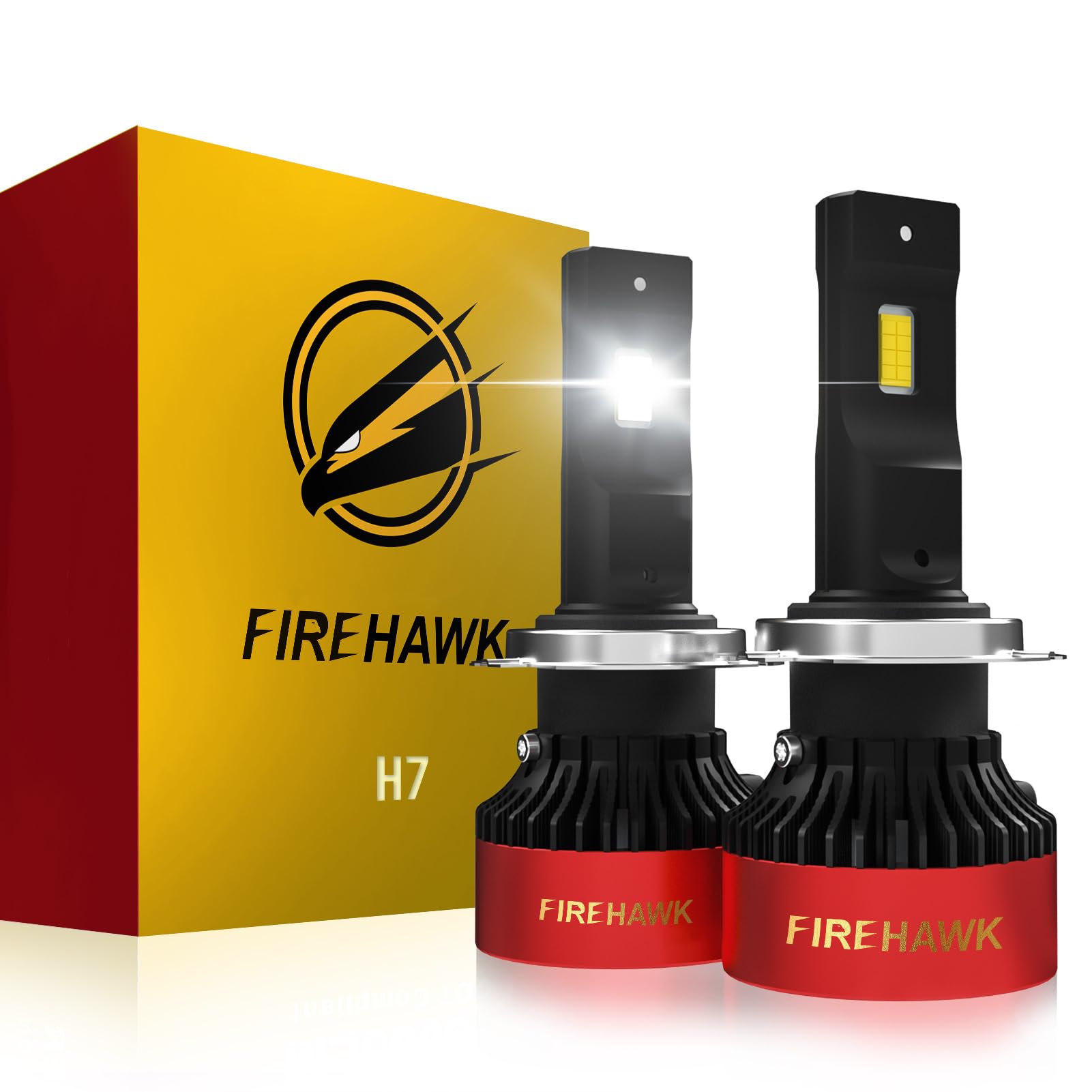Firehawk H7 LED Bulbs 70000LM 6000K Cool White, 5-Min Plug-N-Play Fog Light, Pack of 2