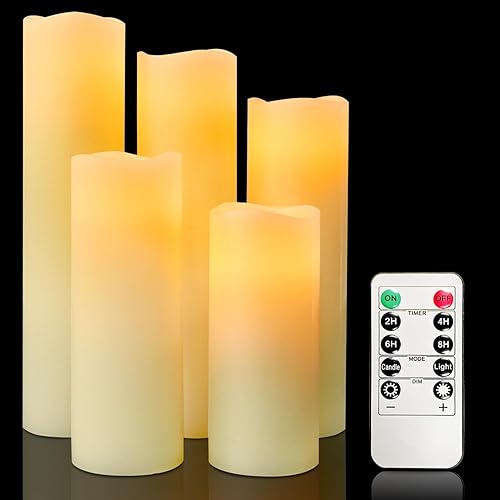 Velas sin llama paquete de 3 velas LED parpadeantes H4 de 5 pulgadas 6 pulgadas D3.15 con pilar de cera real con control remoto de 10 teclas y