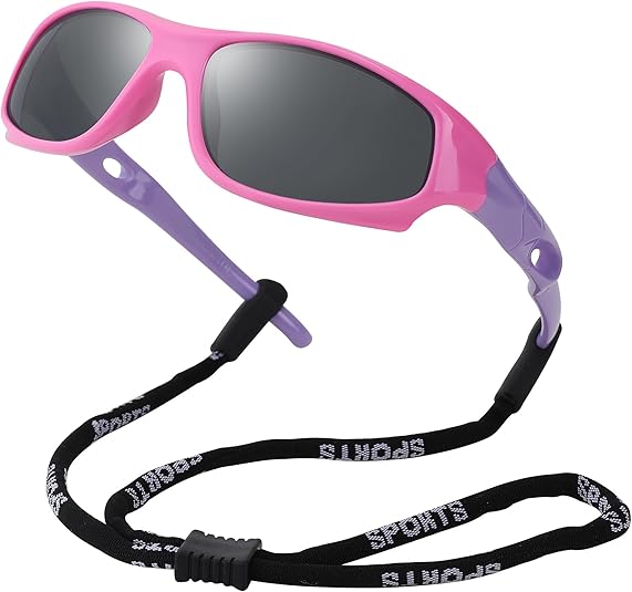 Pro Acme Kids Sunglasses for Boys Girls, Polarized Sports Youth Sunglasses with Strap for Kids Ages 3-12