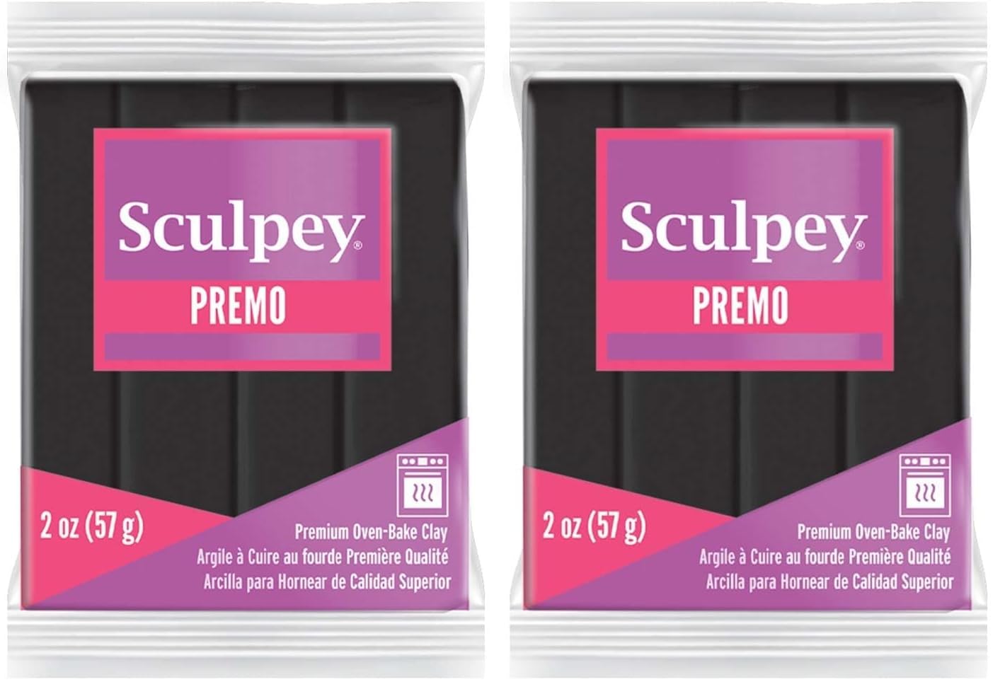 Premo Polymer Black Coloured Modelling Clay 57g (Pack of 2)