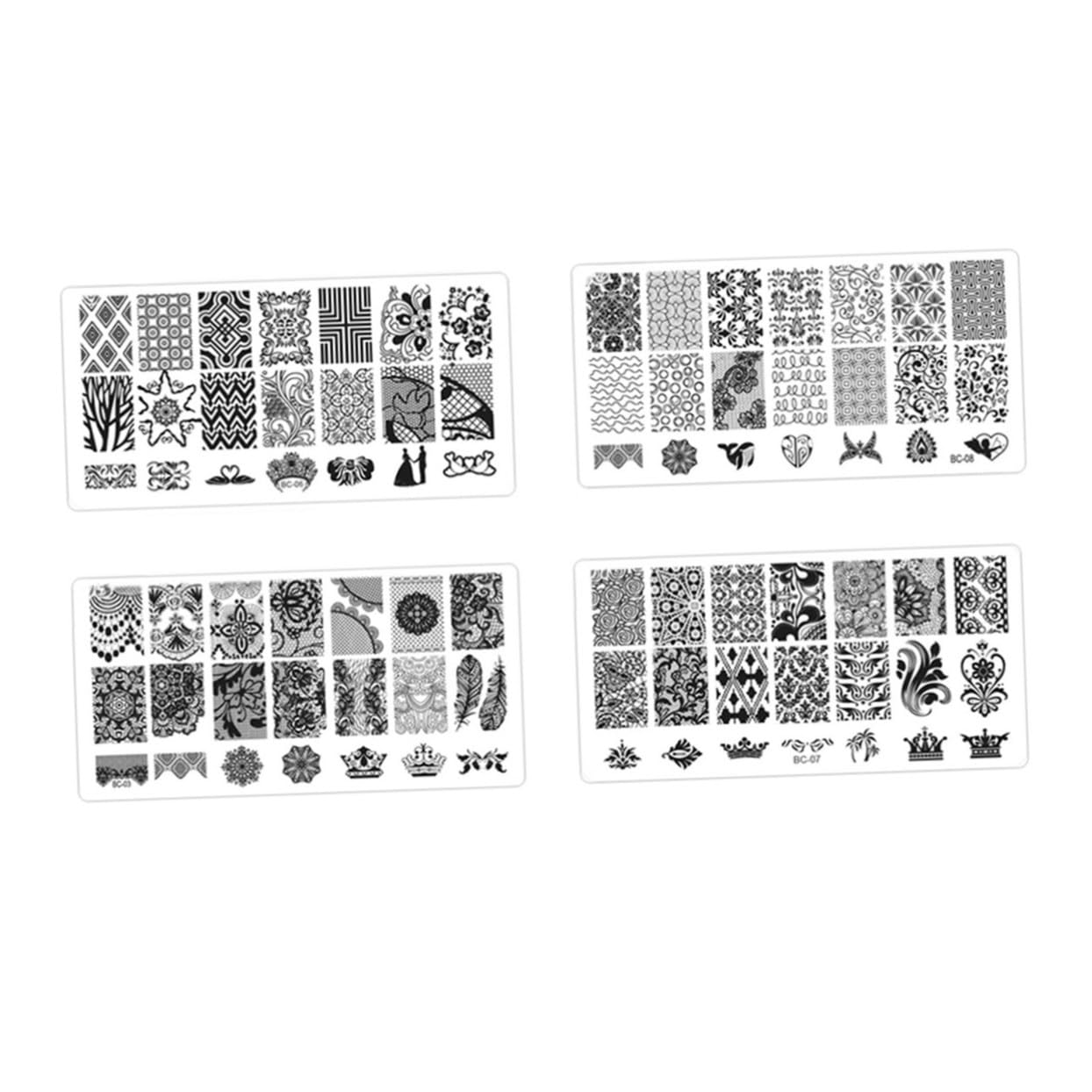 FRCOLOR 12pezzi Template Per Stamping Unghie Nail Art Design Elaborati Per Manicure e Pedicure Facile Usare Unghie