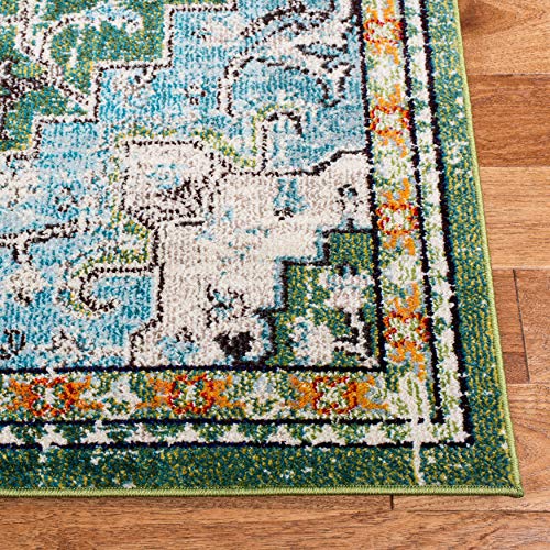 SAFAVIEH Boho Rug for Living Room Dining Room, Bedroom - Madison Collection, Short Pile, in Green and Turquoise, 61 X 244 cm - Image 4