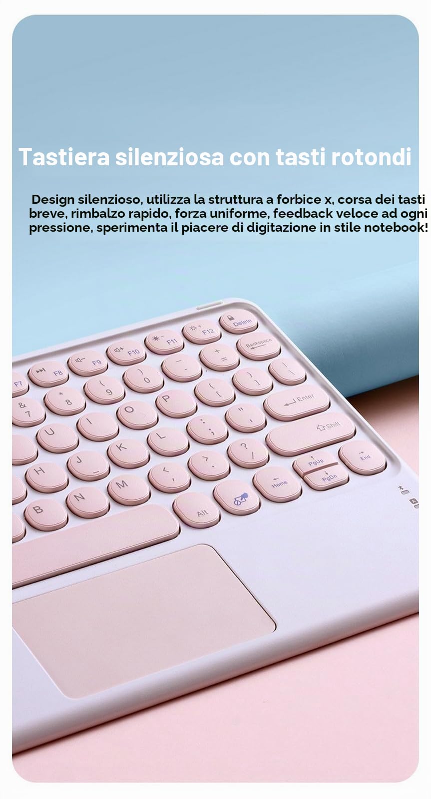 Custodia con tastiera per Xiaomi Pad 5 / Pad 5 Pro 11 pollici con mouse, tasti rotondi Tastiera touchpad wireless staccabile con trackpad per Xiaomi Pad 5 / Pad 5 Pro 11 pollici