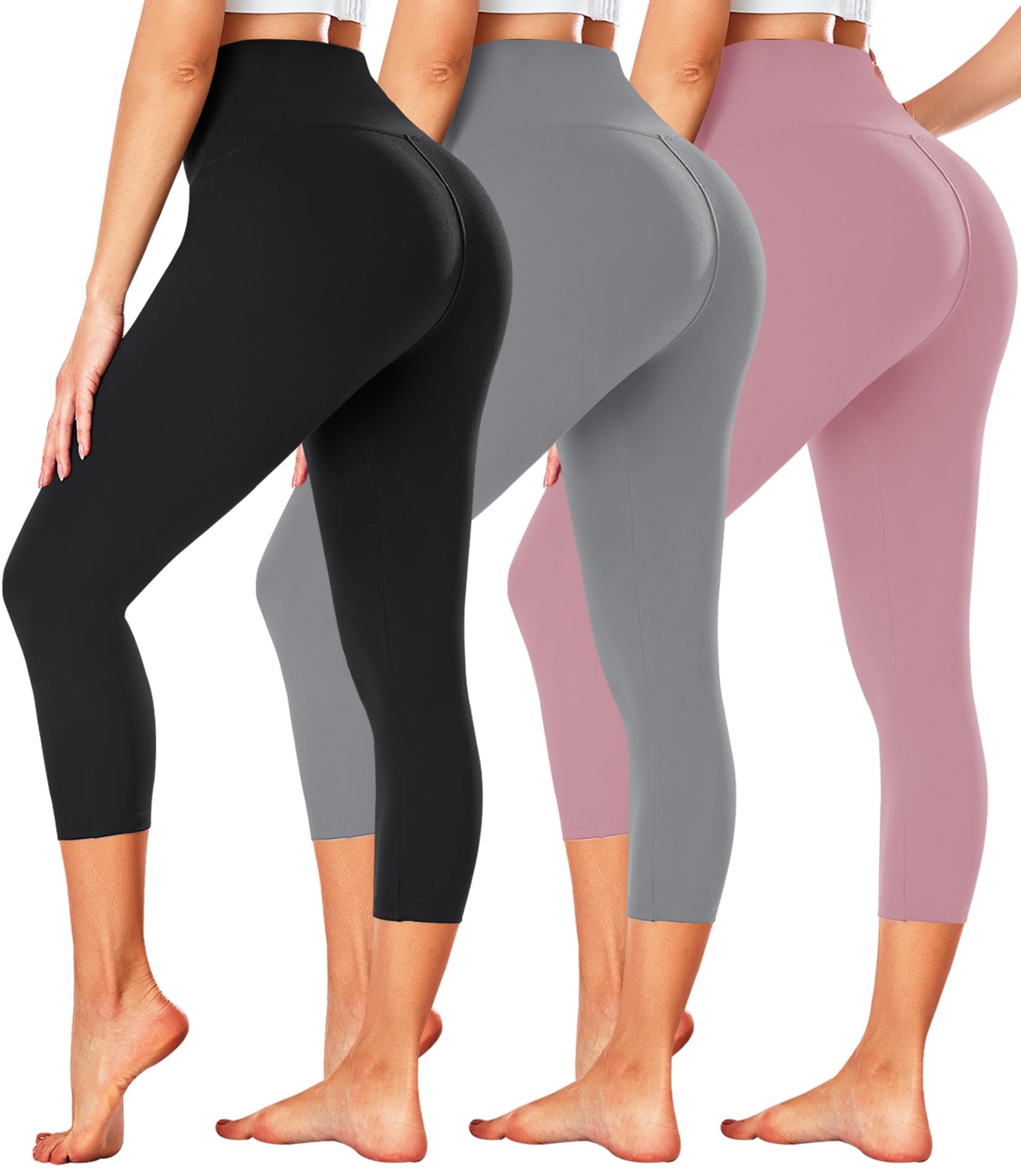 FULLSOFT 3 Pack Plus Size Leggings With Pockets For Women-High Waisted Tummy Control 1X-4X Soft Yoga Pants For Workout(3 Black X-Large) At Women's Clothing Store