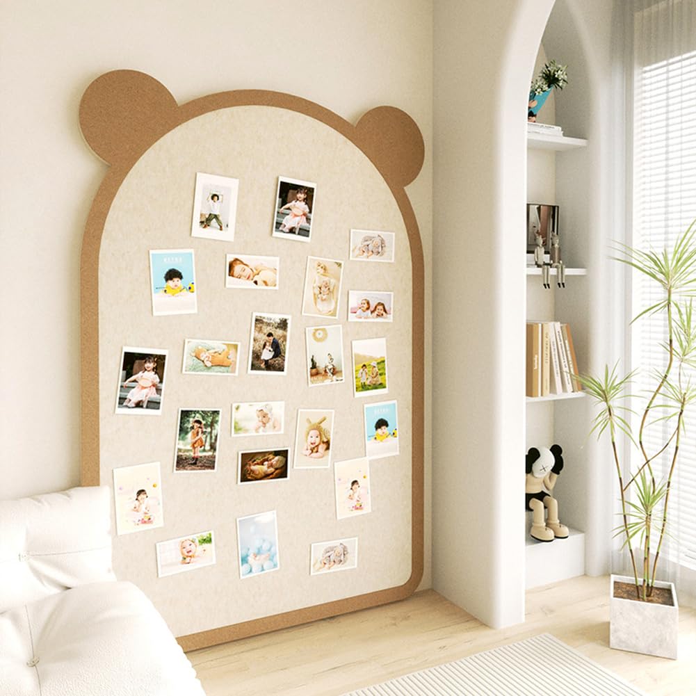 Bacheca in feltro a forma di orsetto, bacheca autoadesiva da parete con puntine, bacheca in feltro per foto, promemoria, bacheca in sughero alternativa (marrone, 120 x 60 cm)
