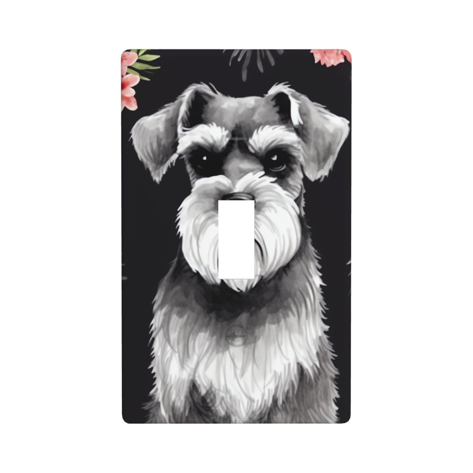 Schnauzer Wall Plate, 1-Gang Decorative Light Switch Covers, Unbreakable Polycarbonate Faceplates Outlet Cover Electrical Receptacle Plug Covers Standard Size, Screws Included