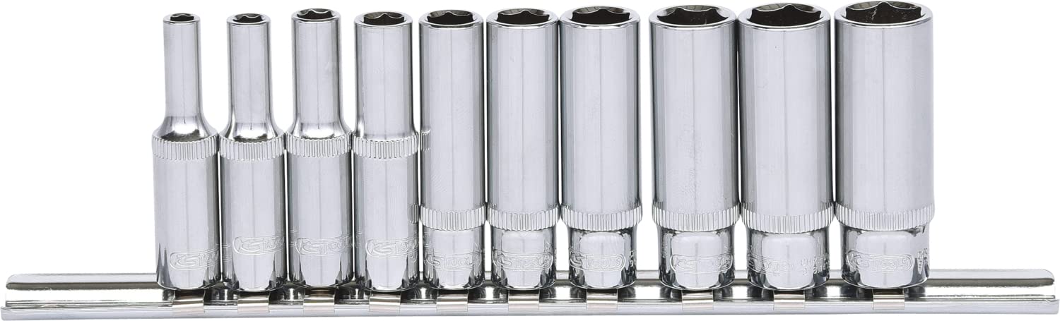 KS Tools 918.0610 1/4" CHROMEplus Sechskant-Stecknuss-Satz, lang, 10-tlg. 4-13mm