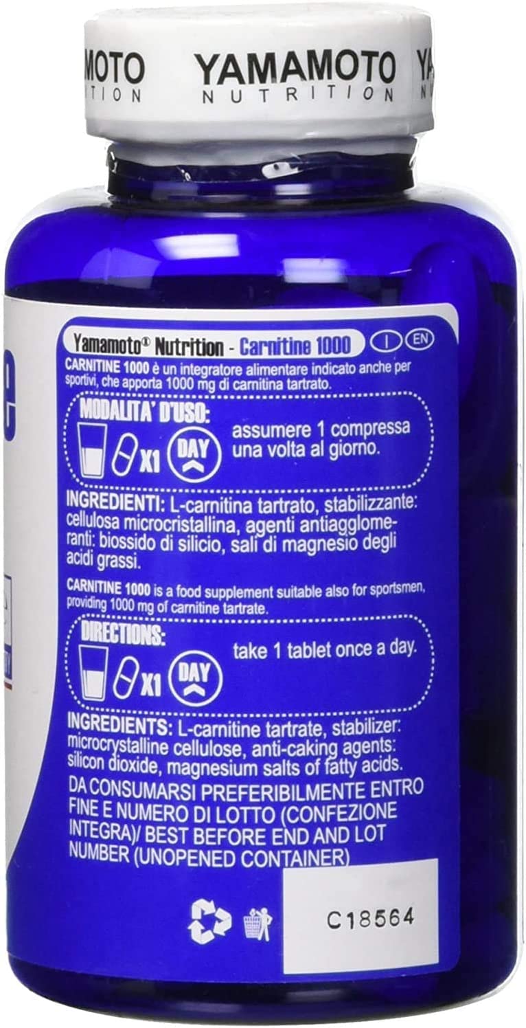 Yamamoto Carnitine 1000, 90 compresse da 1gr (2 barattoli) - carnitina compresse