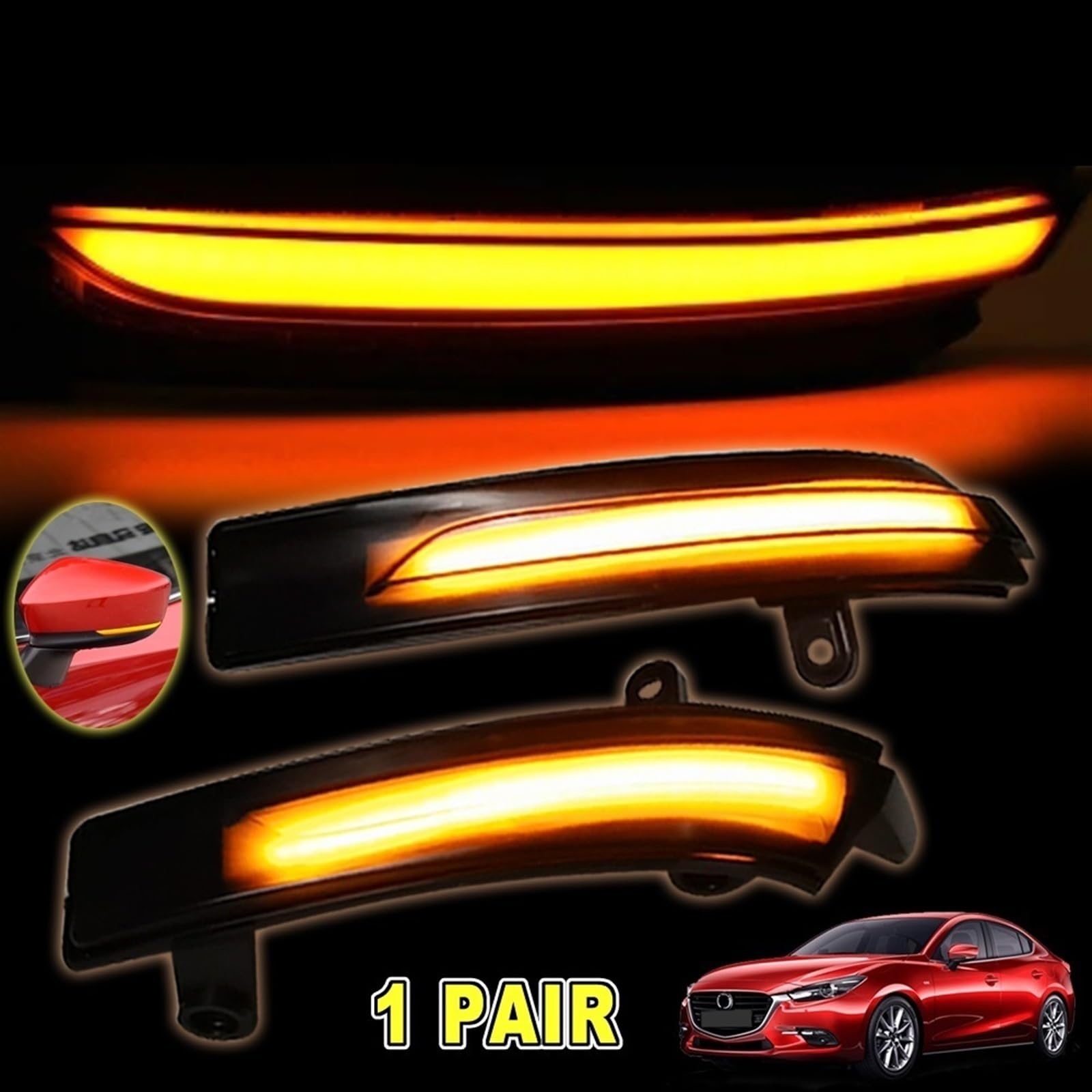 marcador lateral dinámico Compatible Con Mazda Para 3/3 Para Axela Para 6/6 Para Atenza 2017 2018 1 Par De Luces Intermitentes Para Coche, Luz De Espejo Lateral Dinámica, Intermitente Para Coche
