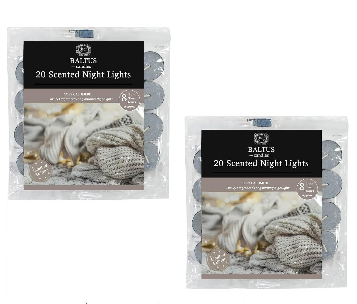 2 X Fragranced tealight candles assorted baltus scented bags of 20 PCS 8 hour tealights (Cosy Cashmere)