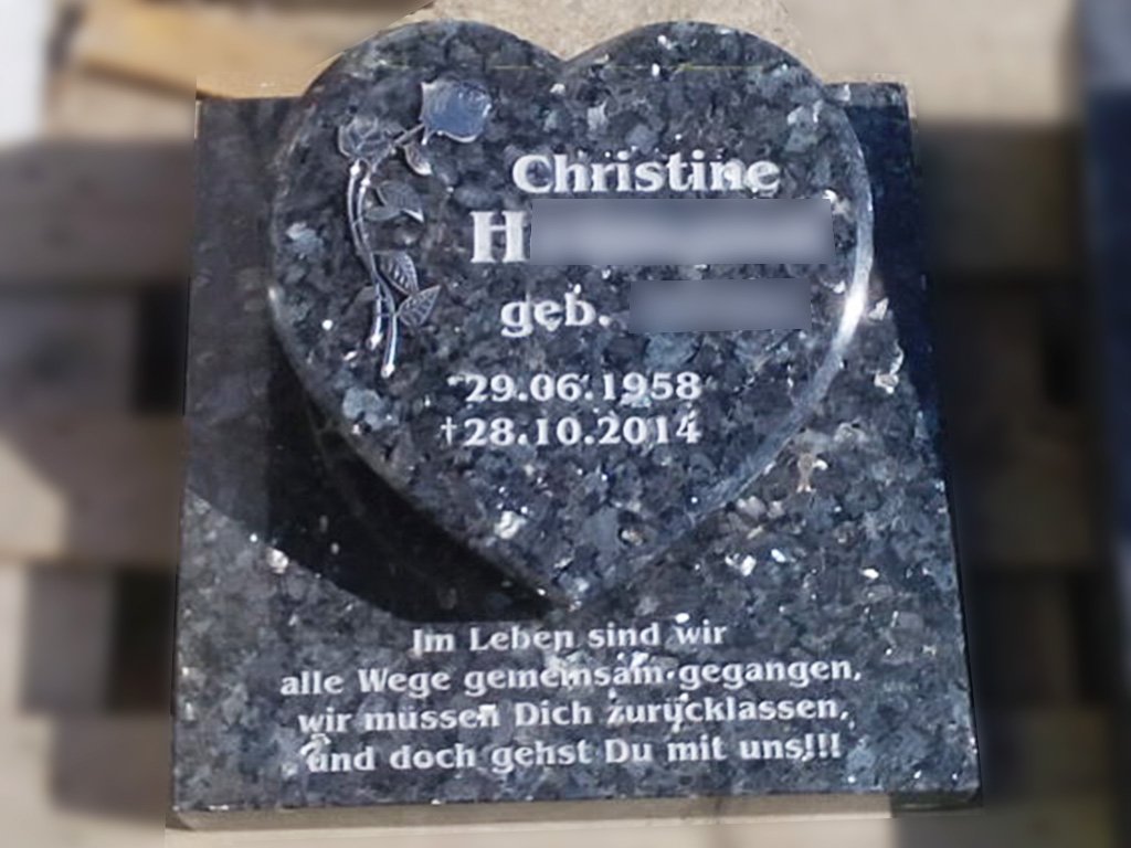 Granit Grabplatte Labrador Silver 30x40cm - Personalisierbar Für Urnengrab