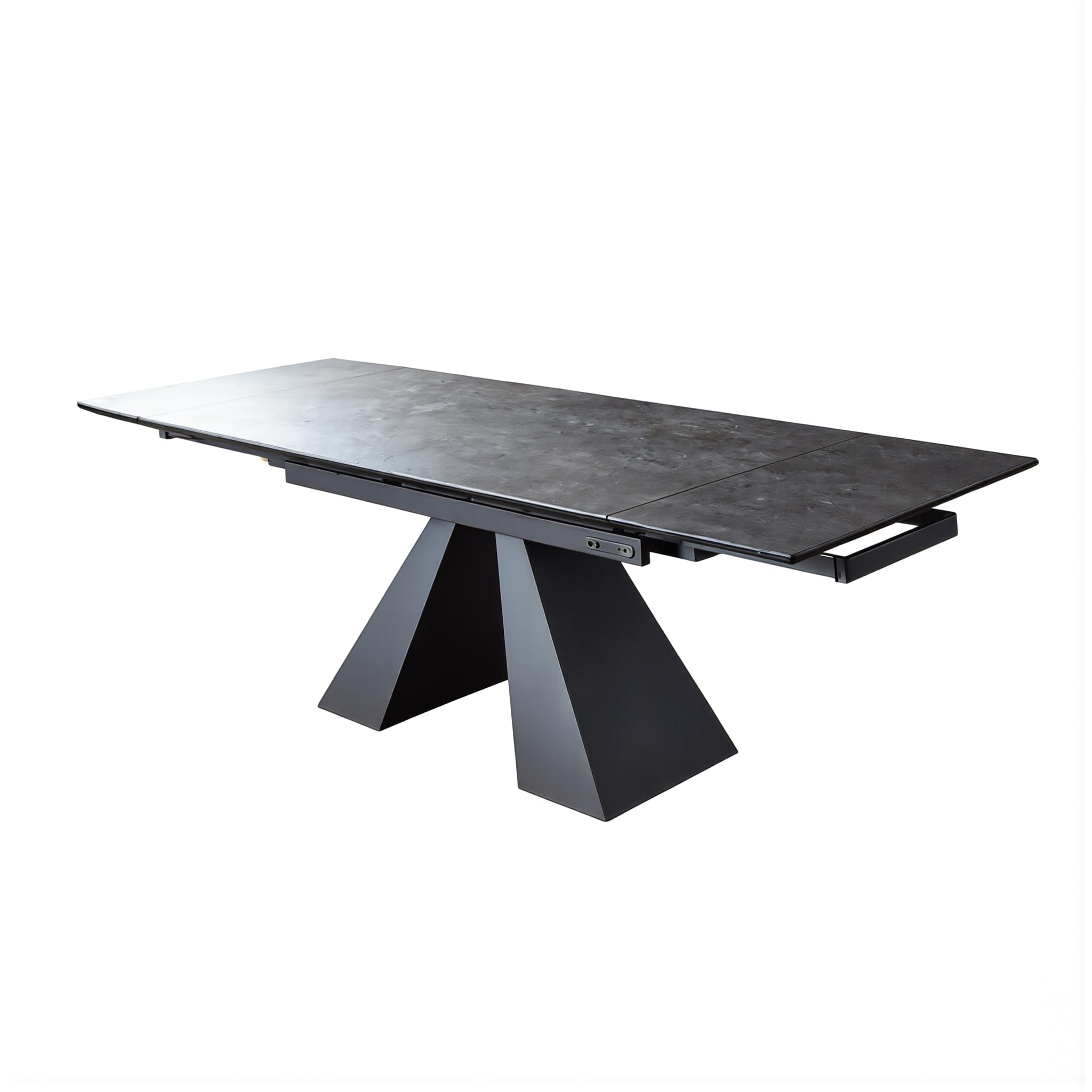 Tavolo Allungabile 160-240 cm – Piano Ceramica Gres Porcellanato Opaco Antigraffio – Struttura Metallo Verniciato – 2 Prolunghe Integrate 40 cm – 6-10 Posti (Grey, 200, Centimetri)