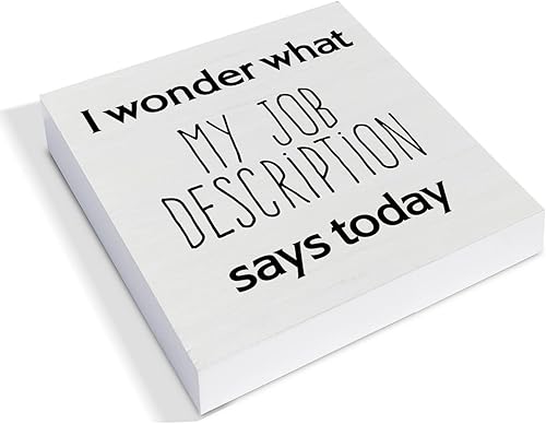 Miniatura 2 de Letrero de madera para oficina de campo, letrero decorativo para escritorio, con texto en inglés "I Wonder What My Job Description Caja de madera,