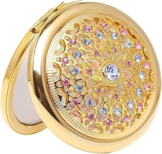 Vintage Floral Mirror,Hand Held Decorative Mirrors,Hand Held Mirrors, Dressing Table Compact Makeup Mirror Double Mirror Travel Makeup Mirror Handheld Mirror Folding Mirror Mini