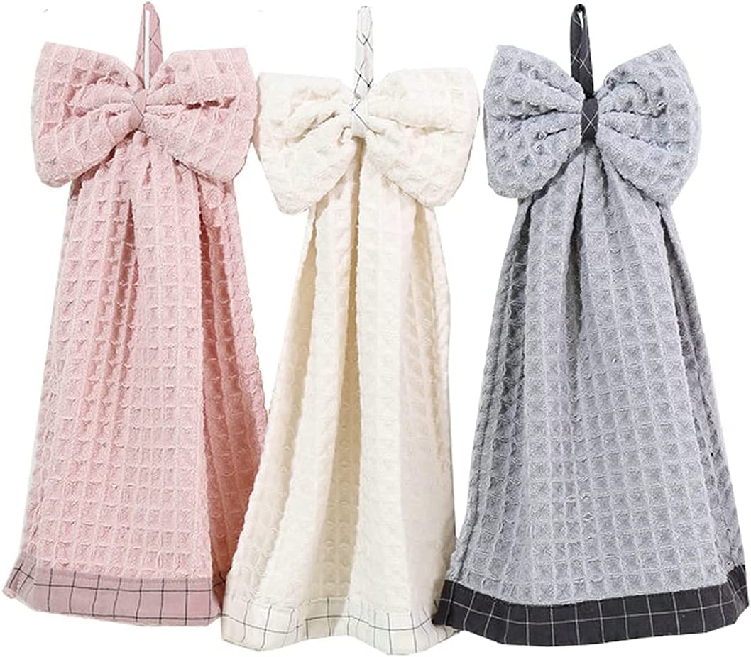 Lot De 4 Serviettes à Main Avec Nœud - 25x35 Cm - Velours Corail Doux Et Absorbant