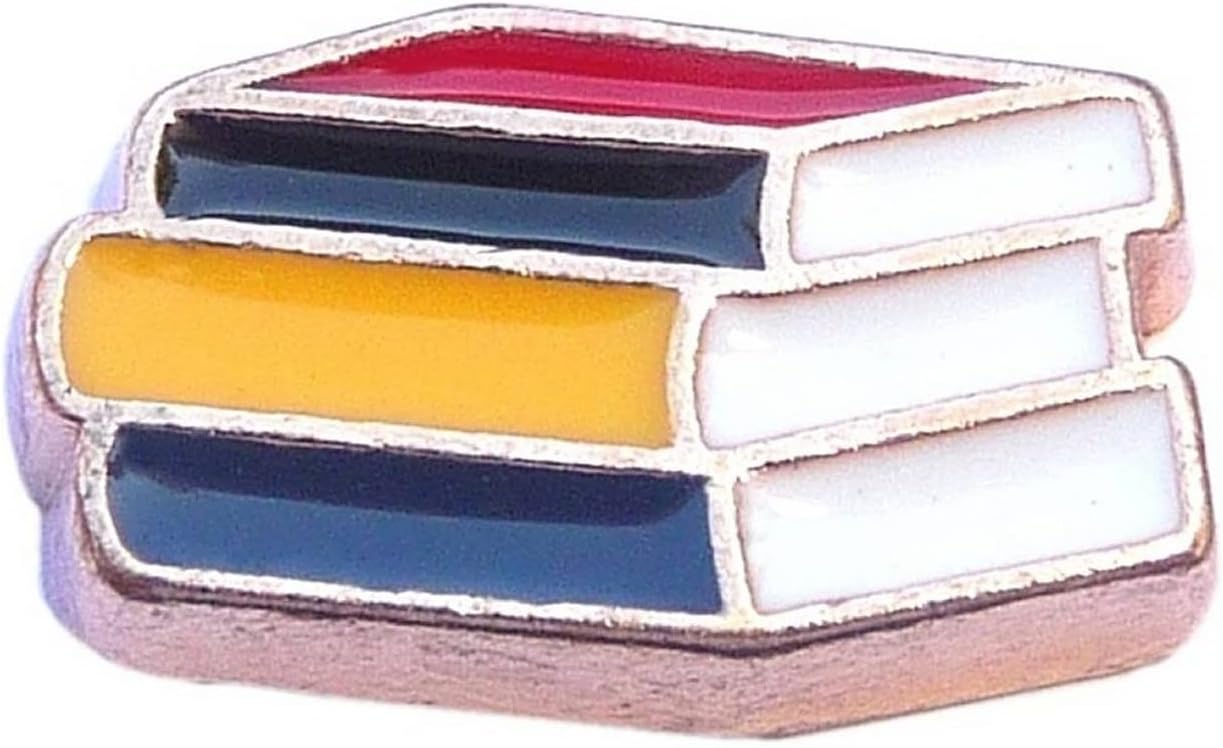 Rose Goldtone Stack Of Books Floating Locket Charm