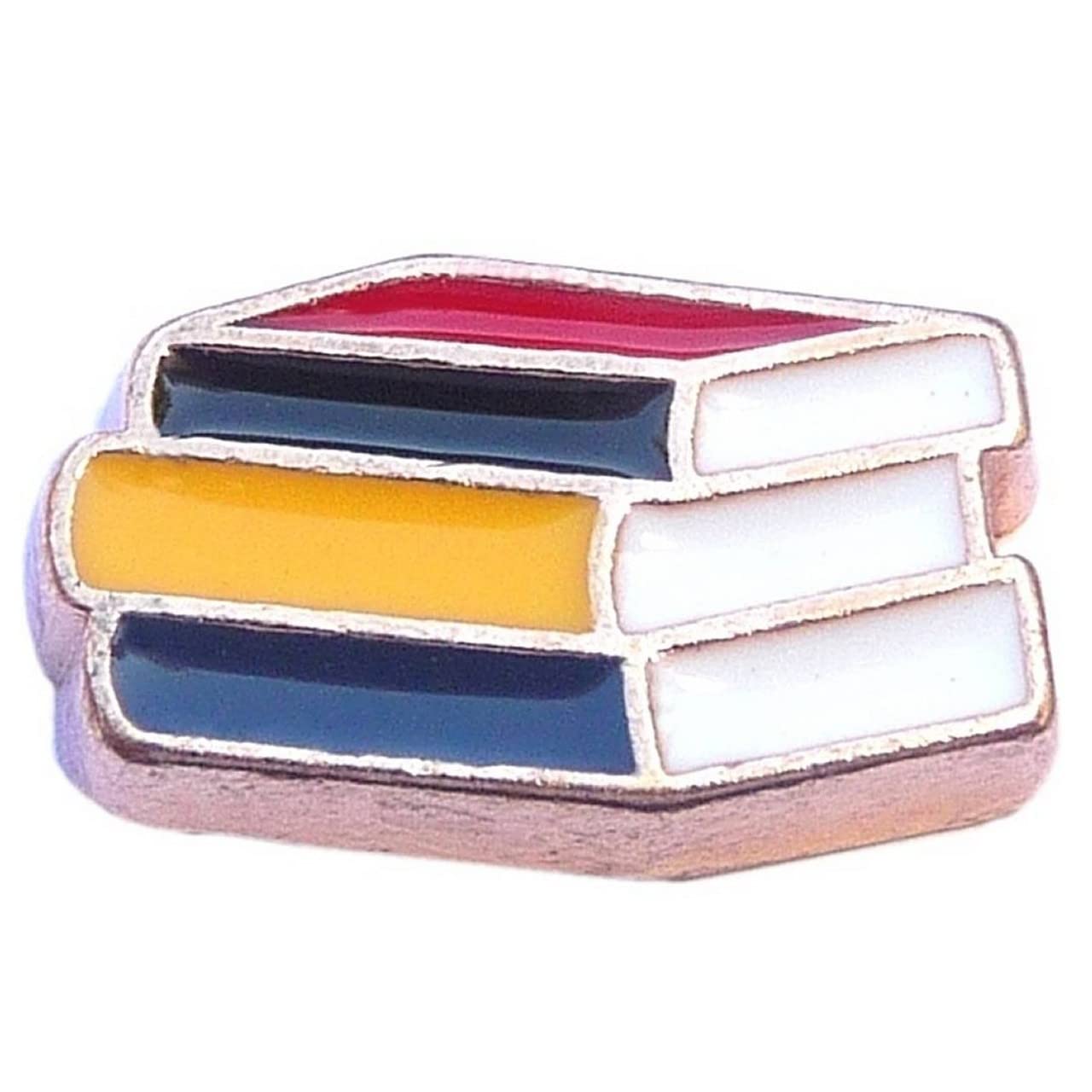 Goldcolor Stack of Books Floating Locket Charm