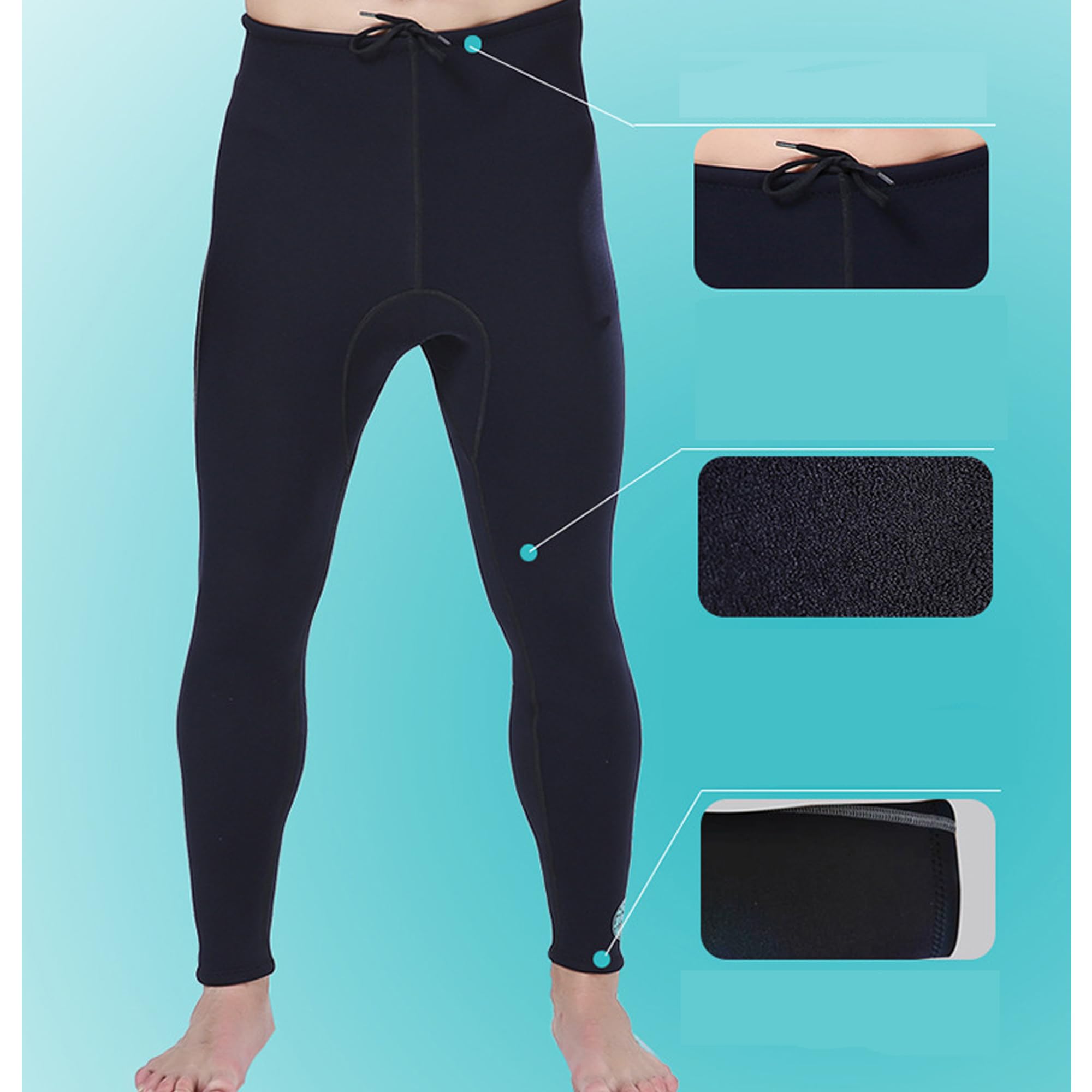 Jueshanzj Pantaloni da muta da uomo 3 mm a vita alta Therma Diving | Neoprene, caldo, foderato in pile, leggings, protezione solare UV, vita regolabile, per surf, kayak, nuoto, immersioni