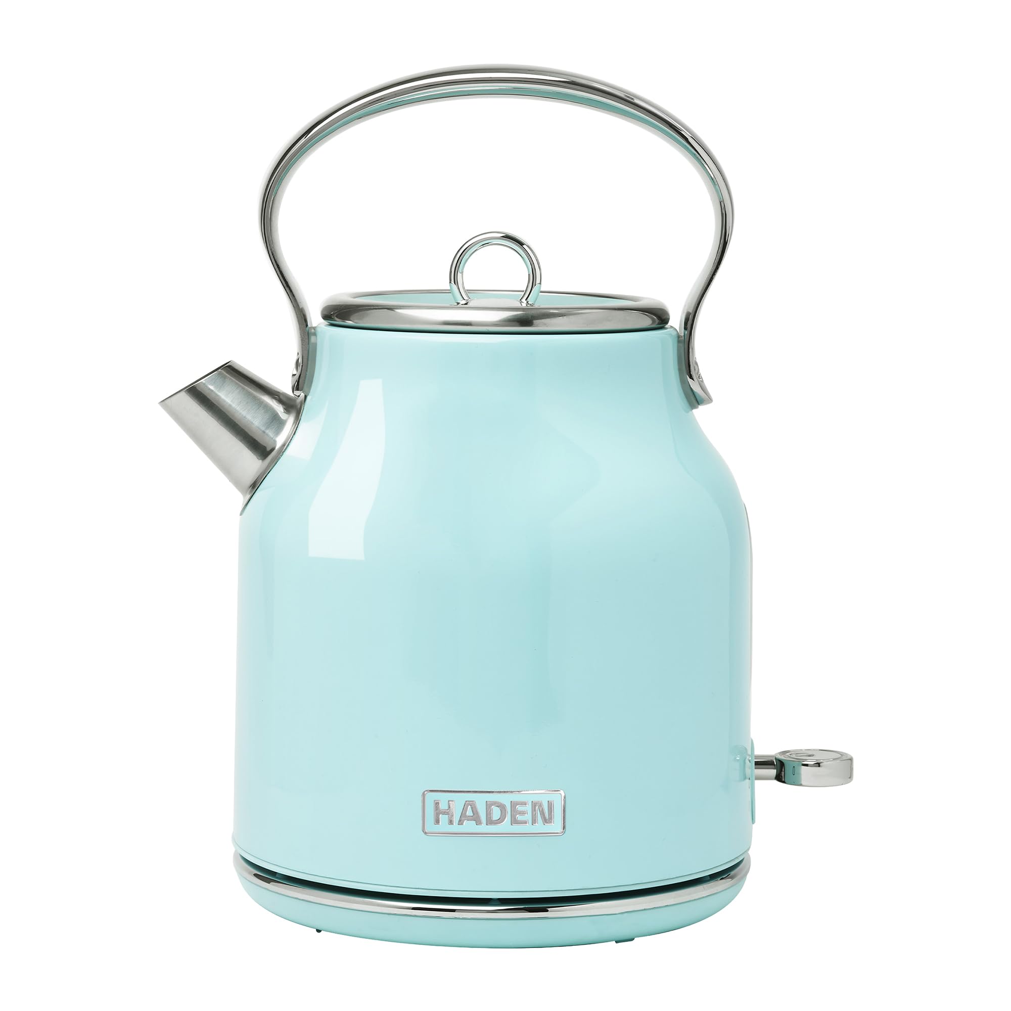 Haden Heritage 1.7 Liter Stainless Steel Electric Kettle, Hot Water Kettle with 360-Degree Base and Auto Shutoff, Turquoise & Chrome