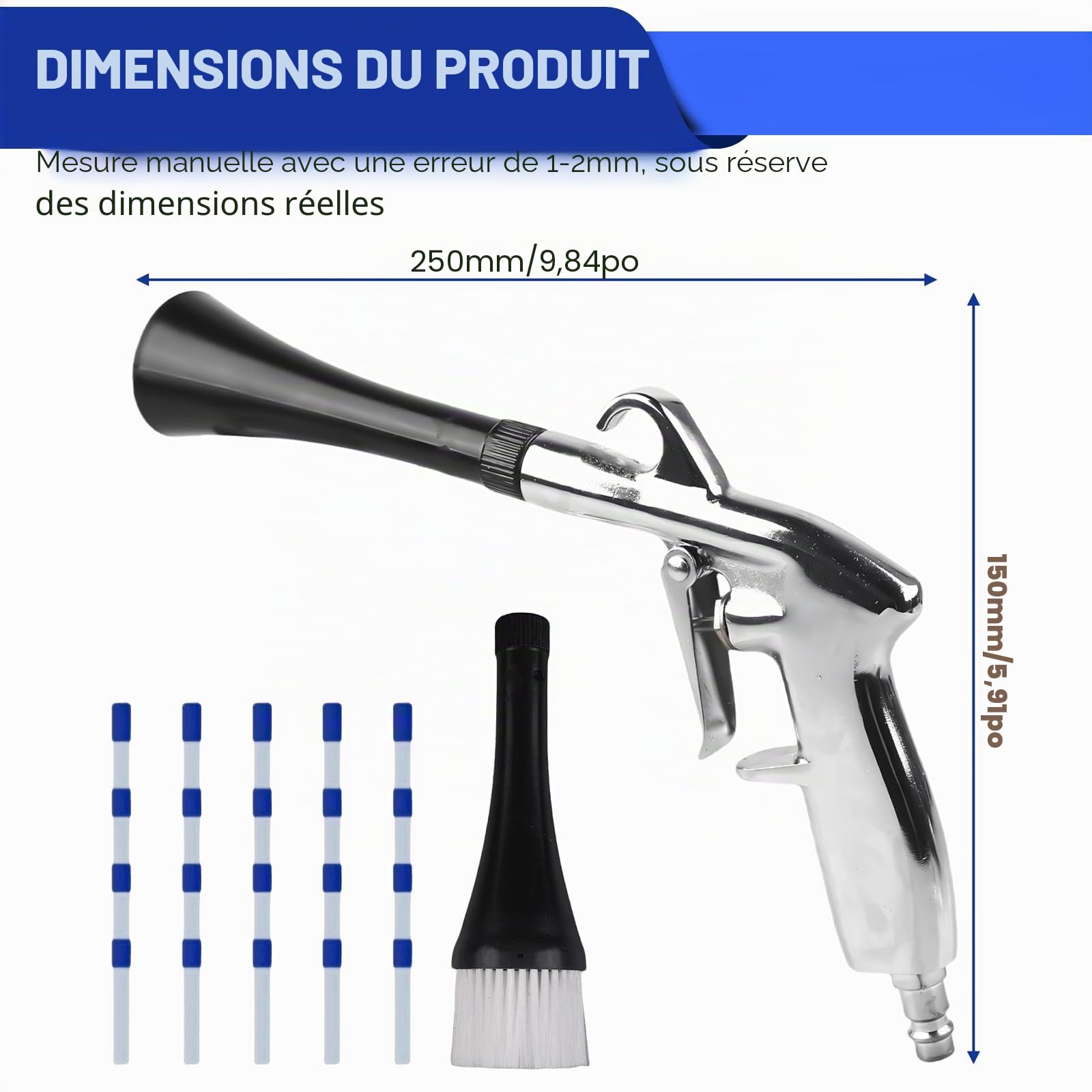 Pistolet A Air Comprimé,Pistolet De Soufflage A Sec Avec 5 Tuyaux,Pistolet De Nettoyage A Air Comprimé,Pistolet Nettoyage Voiture Pour Voiture,Souffle La Saleté Et La Poussière