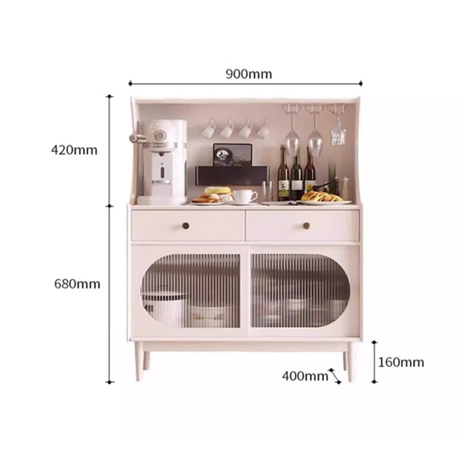 Armadio cucina Mobile contenitore for credenza da pranzo in legno bianco stoccaggio
