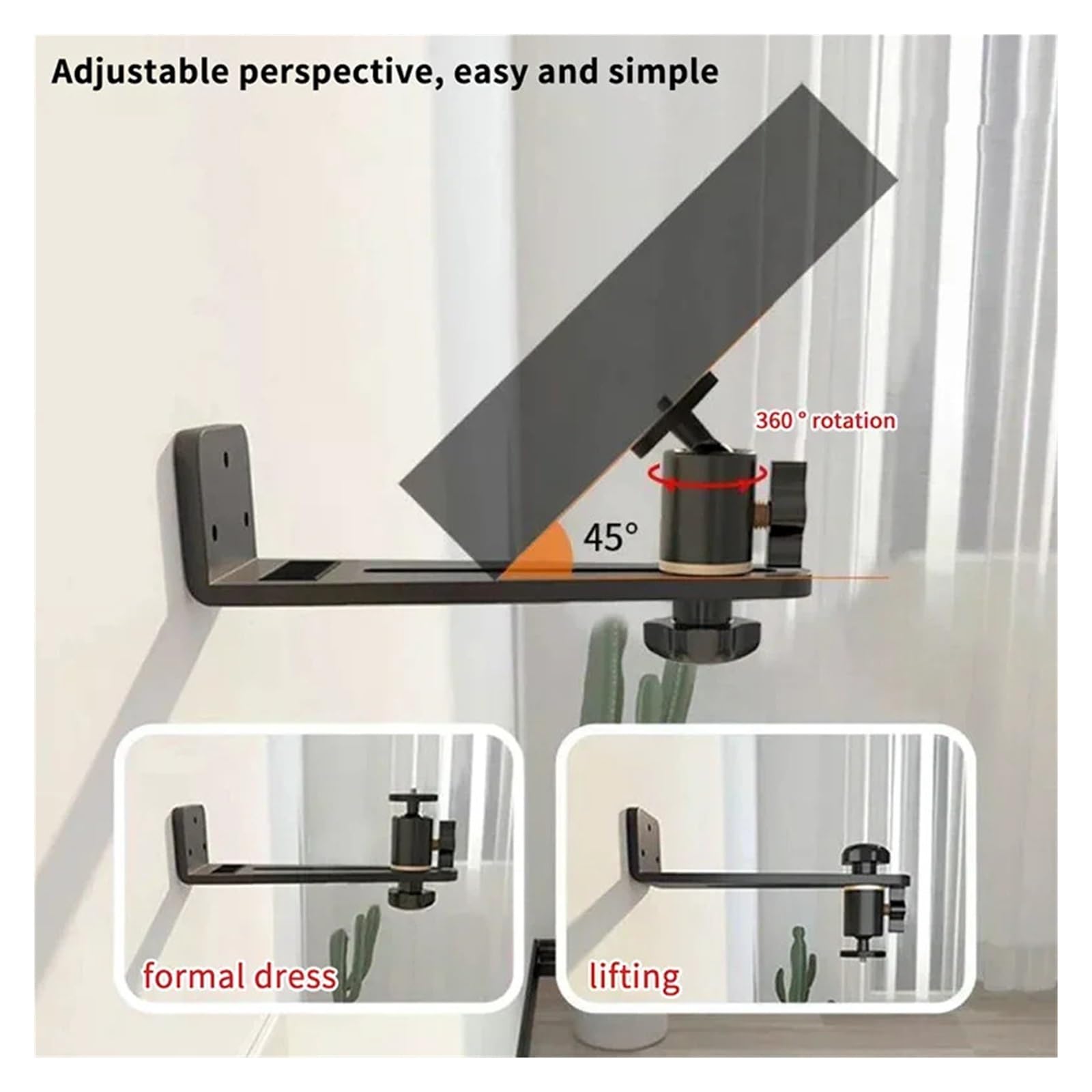 Soporte De Proyector, Compatible con XGIMI, Tornillo JMGO Dangbei 1/4 | Soporte de proyector de montaje en pared giratorio portátil universal de 360 ​​grados