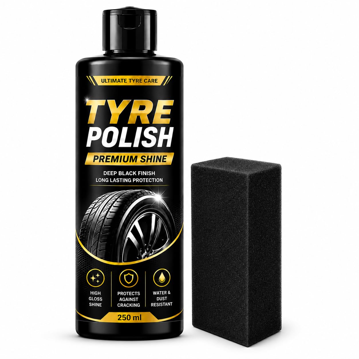 250ml Tyre Polish for Car and Bike with Foam Applicator Sponge, Extreme Shiner for Tyre Gloss, Tyre Dresser for Car and Bike-image-20